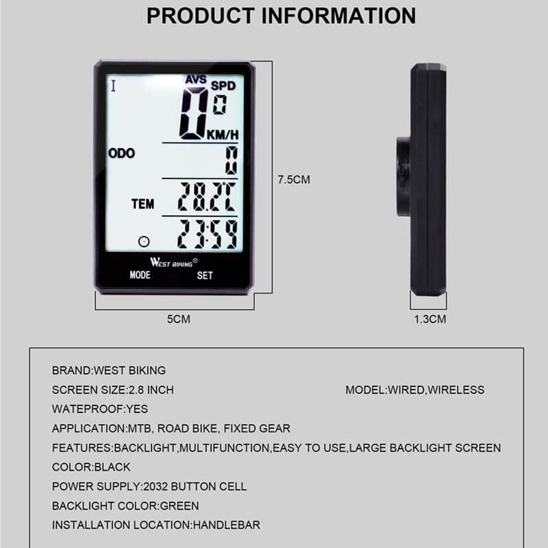 Wireless Waterproof Cycling Computer With Light